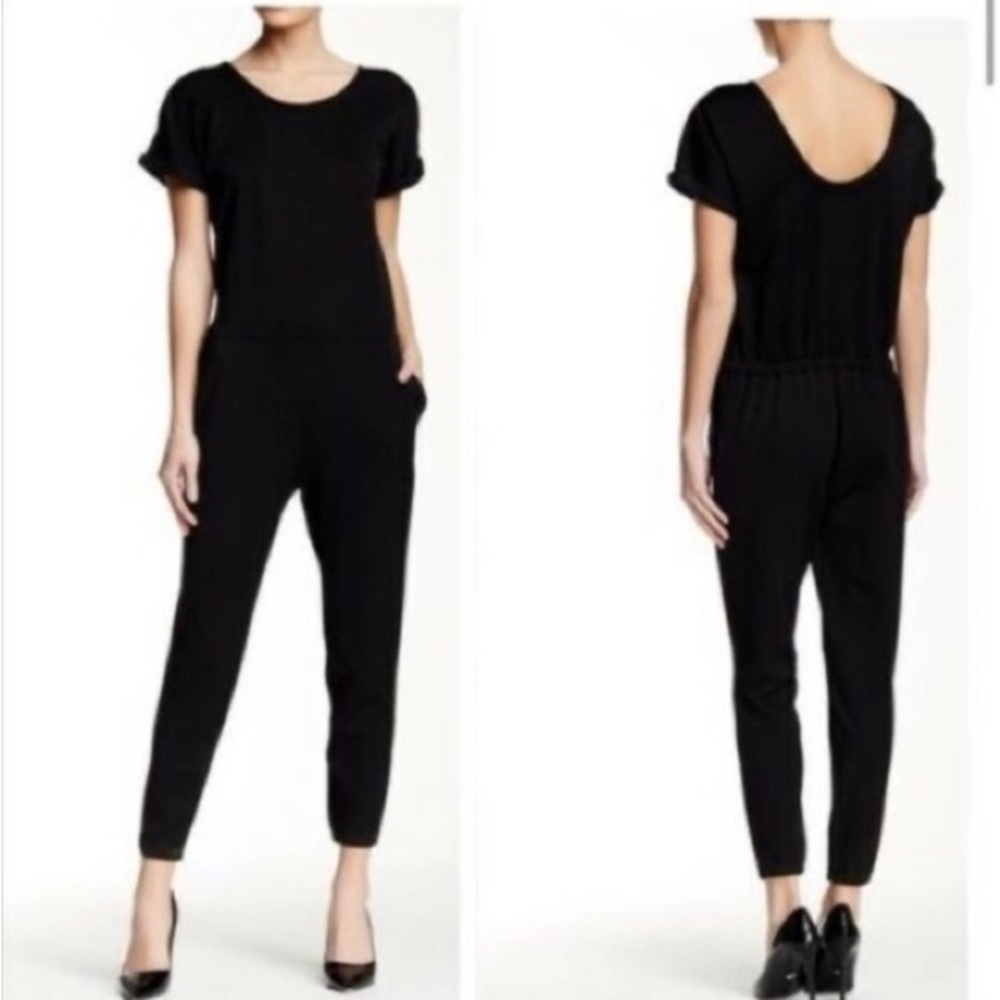 Theory Sorgia Double Pique Viscous Blend Jumpsuit In Black Size M/M